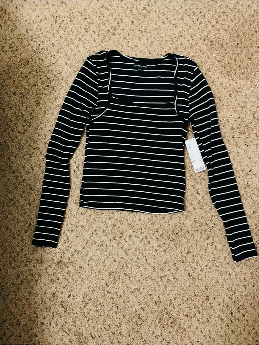 silence + noise Black & White Striped Long Sleeve Tee